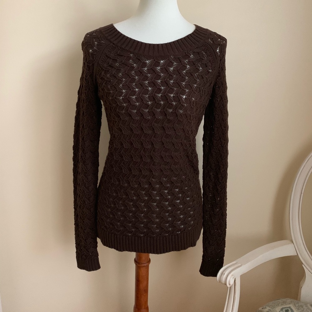 Ann Taylor LOFT Brown Scoop Neck Sweater